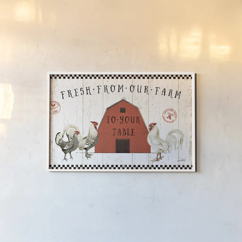 Free Range Fresh VI by Katie Pertiet. shown as a paper print in a white frame. Available as a archival giclee rolled canvas, fine art paper, or poster print. SKU 49142i.