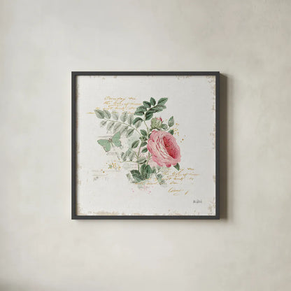 French Romance II by Katie Pertiet. Shown in a sleek black glass frame for a contemporary gallery look. Available as an archival giclee rolled canvas, fine art paper, or poster print. SKU 28746a.