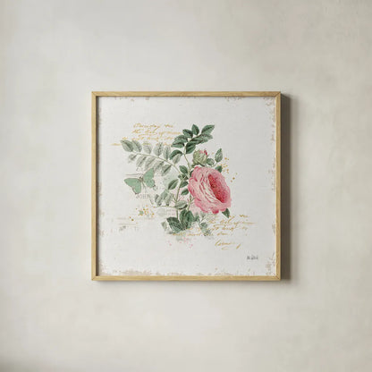 French Romance II by Katie Pertiet. Shown in a natural wood glass frame for a timeless modern aesthetic. Available as an archival giclee rolled canvas, fine art paper, or poster print. SKU 28746a.