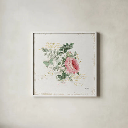 French Romance II by Katie Pertiet. Shown in a crisp white glass frame for a clean and minimalist style. Available as an archival giclee rolled canvas, fine art paper, or poster print. SKU 28746a.