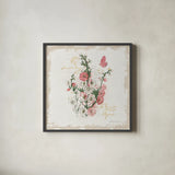 French Romance III Distressed by Katie Pertiet. Shown in a sleek black glass frame for a contemporary gallery look. Available as an archival giclee rolled canvas, fine art paper, or poster print. SKU 30477a.