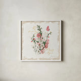 French Romance III Distressed by Katie Pertiet. Shown in a crisp white glass frame for a clean and minimalist style. Available as an archival giclee rolled canvas, fine art paper, or poster print. SKU 30477a.