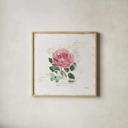 French Romance IV by Katie Pertiet. Shown in a natural wood glass frame for a timeless modern aesthetic. Available as an archival giclee rolled canvas, fine art paper, or poster print. SKU 28748a.