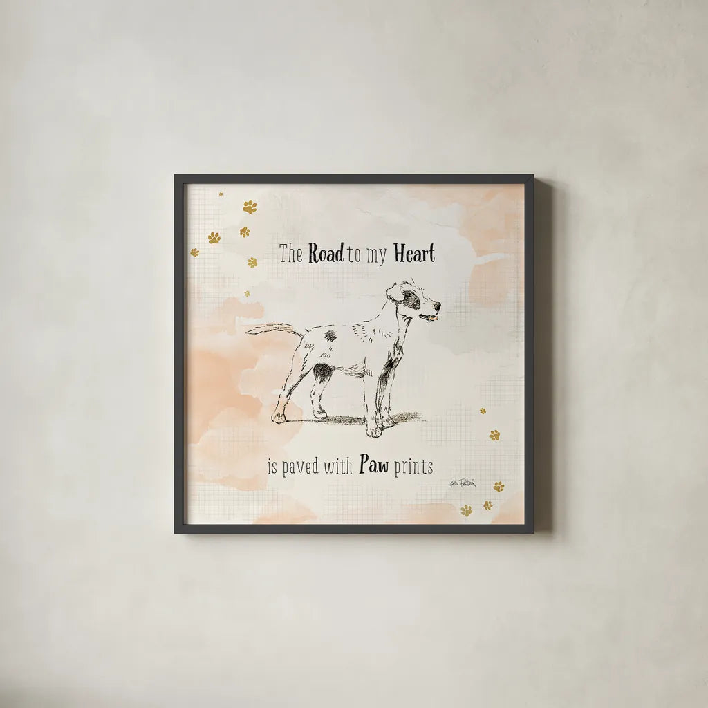 Furry Friends I by Katie Pertiet. Shown in a sleek black glass frame for a contemporary gallery look. Available as an archival giclee rolled canvas, fine art paper, or poster print. SKU 28807a.