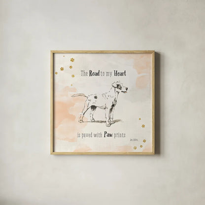 Furry Friends I by Katie Pertiet. Shown in a natural wood glass frame for a timeless modern aesthetic. Available as an archival giclee rolled canvas, fine art paper, or poster print. SKU 28807a.