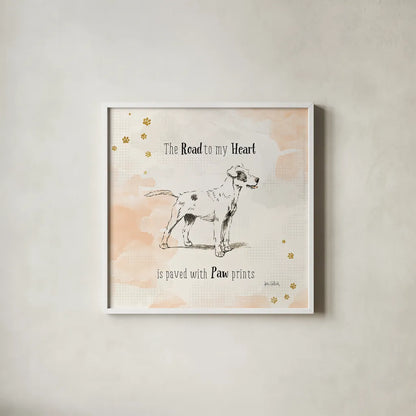 Furry Friends I by Katie Pertiet. Shown in a crisp white glass frame for a clean and minimalist style. Available as an archival giclee rolled canvas, fine art paper, or poster print. SKU 28807a.