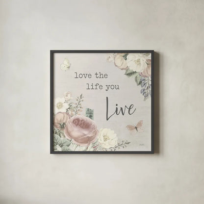 Garden District II Neutral by Katie Pertiet. Shown in a sleek black glass frame for a contemporary gallery look. Available as an archival giclee rolled canvas, fine art paper, or poster print. SKU 68885a.