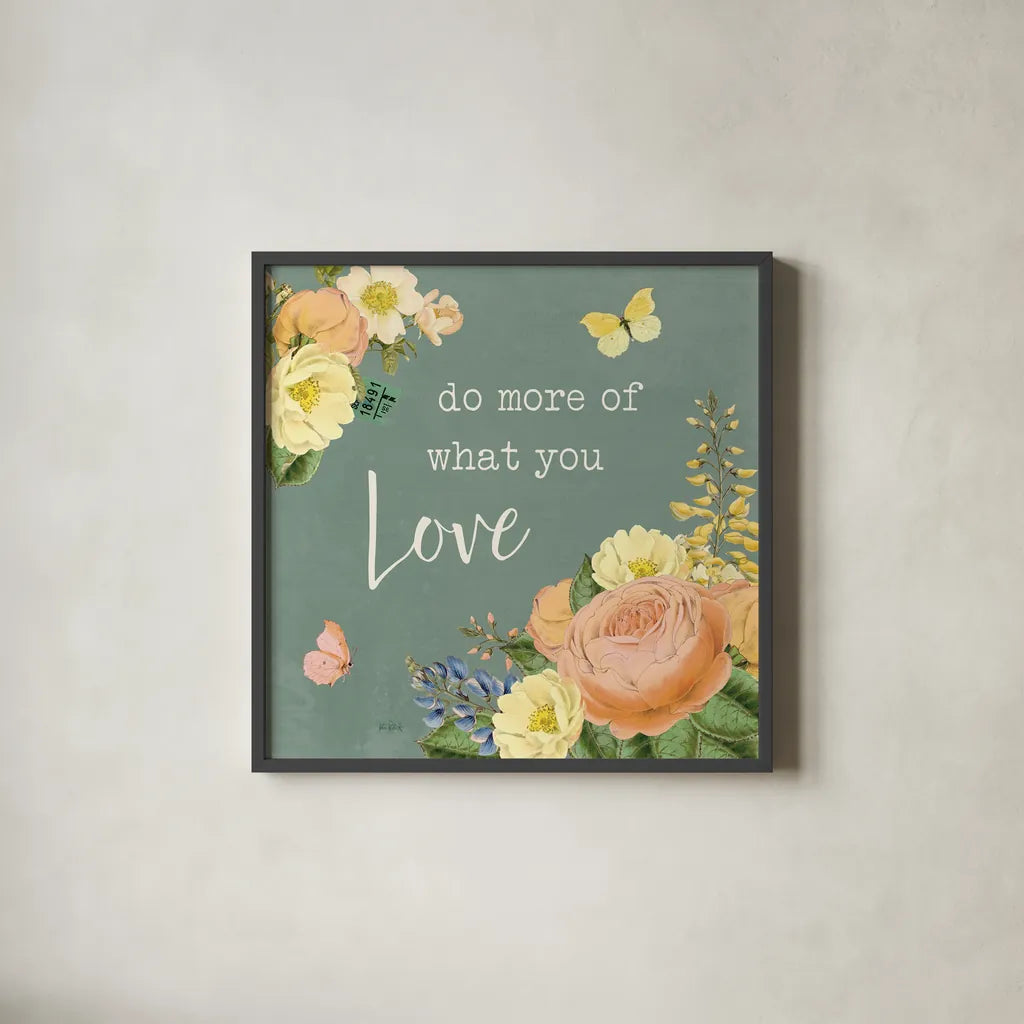 Garden District III Sage by Katie Pertiet. Shown in a sleek black glass frame for a contemporary gallery look. Available as an archival giclee rolled canvas, fine art paper, or poster print. SKU 69175a.