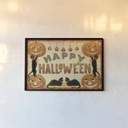 Halloween Nostalgia Happy Halloween by Katie Pertiet. shown as a paper print in a black flame. Available as a archival giclee rolled canvas, fine art paper, or poster print. SKU 57289i.