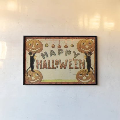 Halloween Nostalgia Happy Halloween v2 by Katie Pertiet. shown as a paper print in a black flame. Available as a archival giclee rolled canvas, fine art paper, or poster print. SKU 61452i.