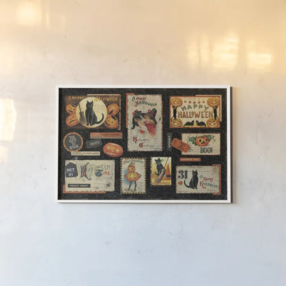 Halloween Nostalgia I by Katie Pertiet. shown as a paper print in a white frame. Available as a archival giclee rolled canvas, fine art paper, or poster print. SKU 51085i.