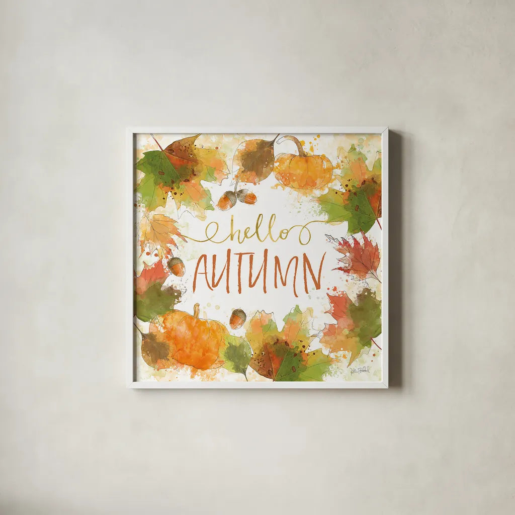 Harvest Splash I by Katie Pertiet. Shown in a crisp white glass frame for a clean and minimalist style. Available as an archival giclee rolled canvas, fine art paper, or poster print. SKU 35214a.