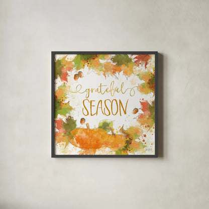 Harvest Splash II by Katie Pertiet. Shown in a sleek black glass frame for a contemporary gallery look. Available as an archival giclee rolled canvas, fine art paper, or poster print. SKU 35215a.