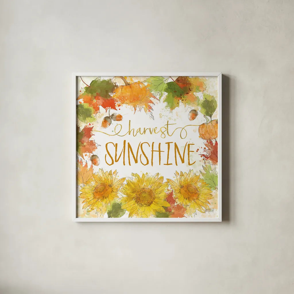 Harvest Splash III by Katie Pertiet. Shown in a crisp white glass frame for a clean and minimalist style. Available as an archival giclee rolled canvas, fine art paper, or poster print. SKU 35216a.