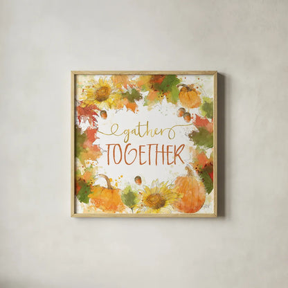 Harvest Splash IV by Katie Pertiet. Shown in a natural wood glass frame for a timeless modern aesthetic. Available as an archival giclee rolled canvas, fine art paper, or poster print. SKU 35217a.