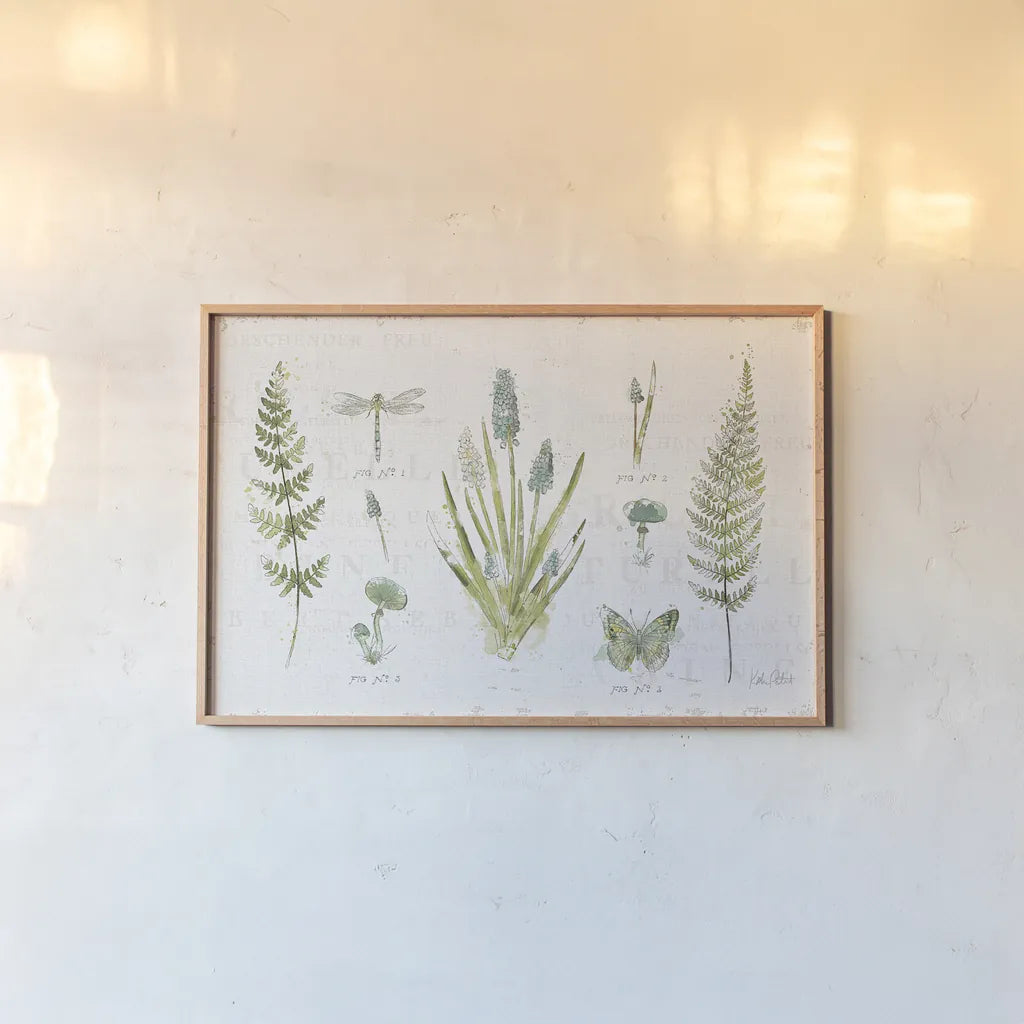 In the Forest I by Katie Pertiet. shown as a paper print in a natural frame. Available as a archival giclee rolled canvas, fine art paper, or poster print. SKU 30270i.