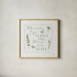In the Forest IV Grace by Katie Pertiet. Shown in a natural wood glass frame for a timeless modern aesthetic. Available as an archival giclee rolled canvas, fine art paper, or poster print. SKU 43895a.