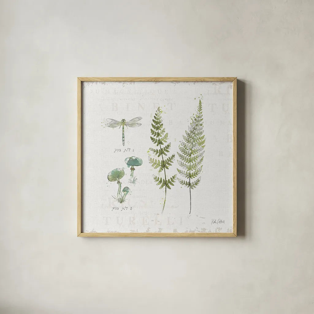 In the Forest VI by Katie Pertiet. Shown in a natural wood glass frame for a timeless modern aesthetic. Available as an archival giclee rolled canvas, fine art paper, or poster print. SKU 30275a.