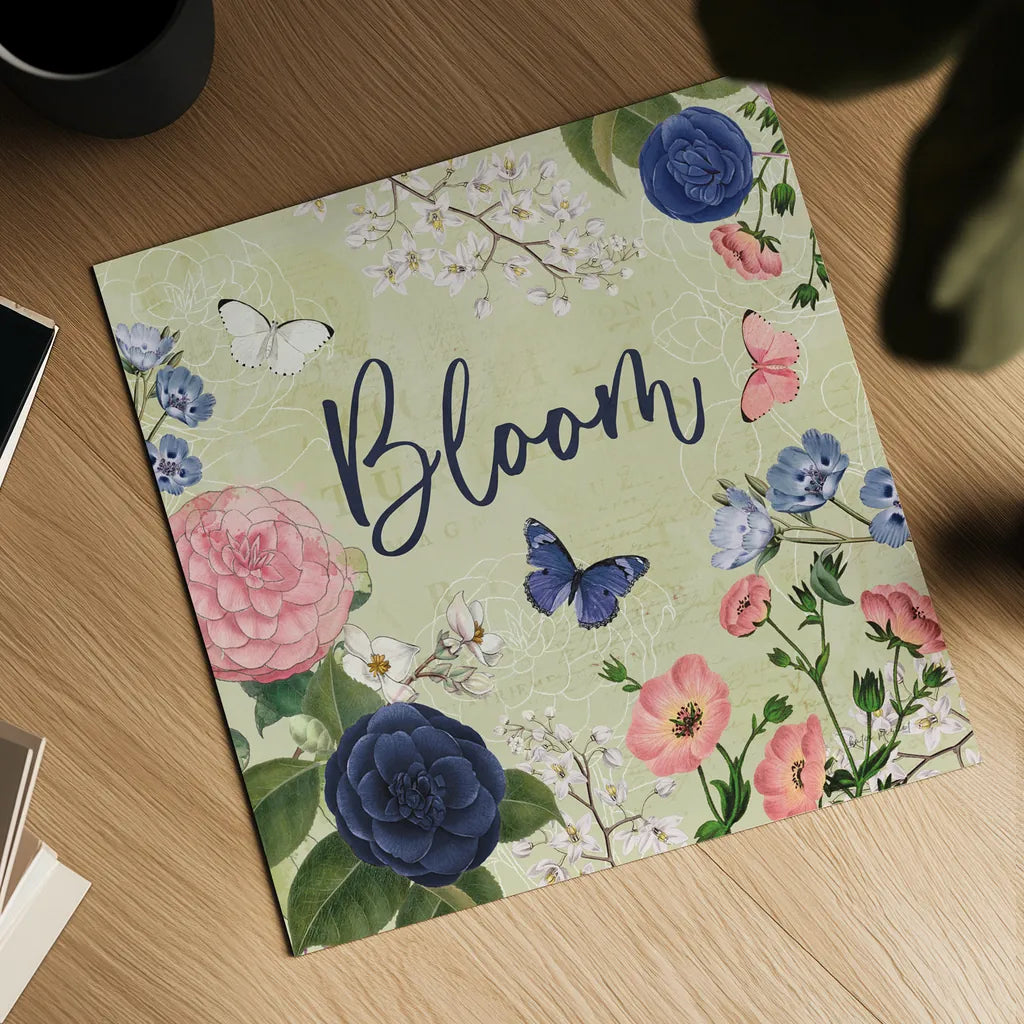 Indigo Garden II by Katie Pertiet. Shown as a detailed flat fine art print, highlighting archival giclee quality. Available as an archival giclee rolled canvas, fine art paper, or poster print. SKU 94950a.