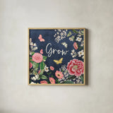 Indigo Garden III by Katie Pertiet. Shown in a natural wood glass frame for a timeless modern aesthetic. Available as an archival giclee rolled canvas, fine art paper, or poster print. SKU 94951a.