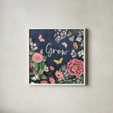 Indigo Garden III by Katie Pertiet. Shown in a crisp white glass frame for a clean and minimalist style. Available as an archival giclee rolled canvas, fine art paper, or poster print. SKU 94951a.