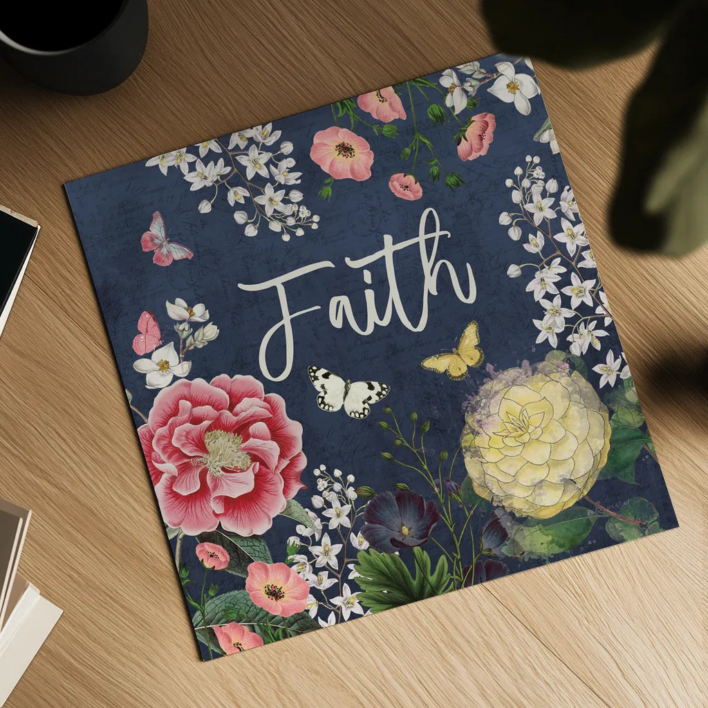 Indigo Garden IV by Katie Pertiet. Shown as a detailed flat fine art print, highlighting archival giclee quality. Available as an archival giclee rolled canvas, fine art paper, or poster print. SKU 94952a.