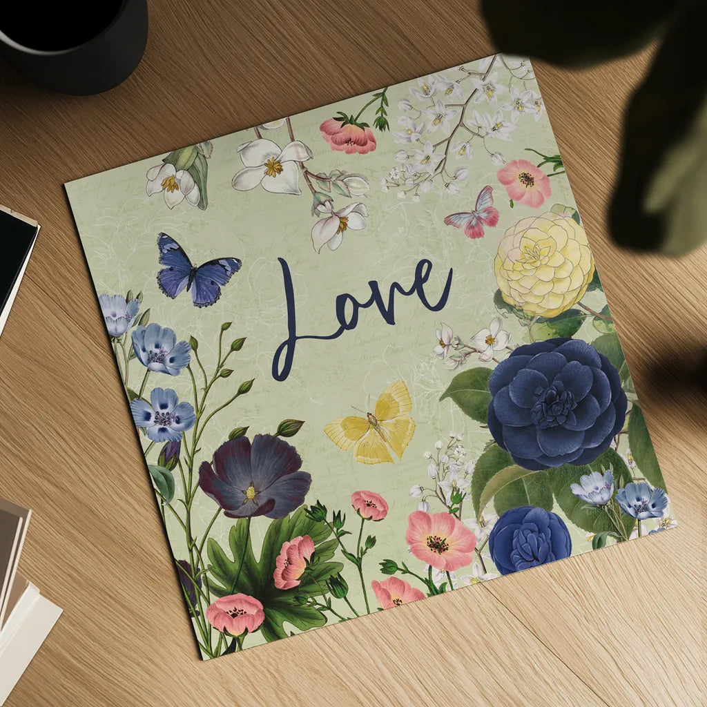 Indigo Garden V by Katie Pertiet. Shown as a detailed flat fine art print, highlighting archival giclee quality. Available as an archival giclee rolled canvas, fine art paper, or poster print. SKU 94953a.