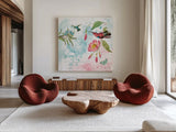 Kaleidoscope I by Katie Pertiet. Shown as extra-large giant wall art in a modern living room. Available as an archival giclee rolled canvas, fine art paper, or poster print. SKU 91798a.