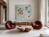 Kaleidoscope II by Katie Pertiet. Shown as extra-large giant wall art in a modern living room. Available as an archival giclee rolled canvas, fine art paper, or poster print. SKU 91799a.