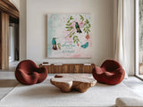 Kaleidoscope IV by Katie Pertiet. Shown as extra-large giant wall art in a modern living room. Available as an archival giclee rolled canvas, fine art paper, or poster print. SKU 91801a.