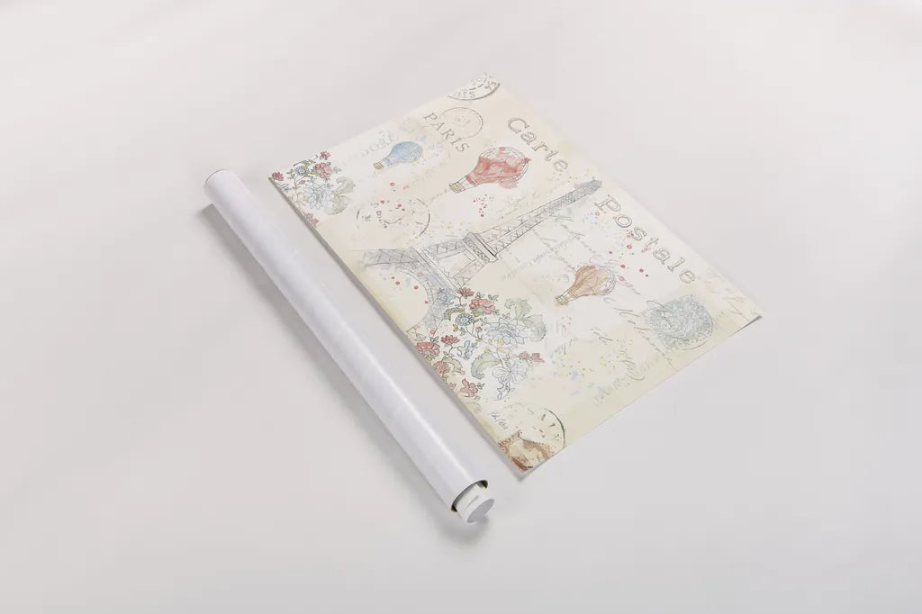 Lighthearted in Paris I by Katie Pertiet. shown as a rolled paper print. Available as archival giclee rolled canvas, fine art paper, or poster print. SKU 25054i.