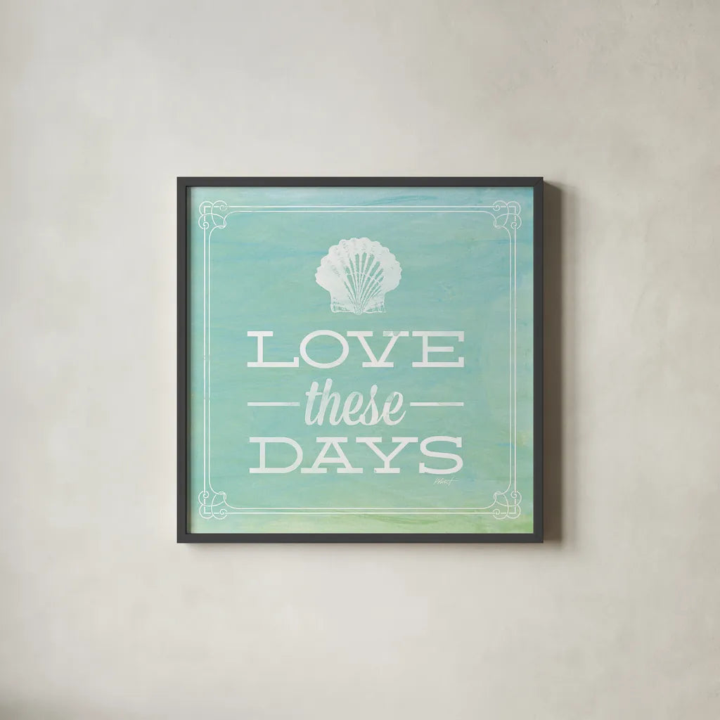 Love these Days by Katie Pertiet. Shown in a sleek black glass frame for a contemporary gallery look. Available as an archival giclee rolled canvas, fine art paper, or poster print. SKU 52924a.