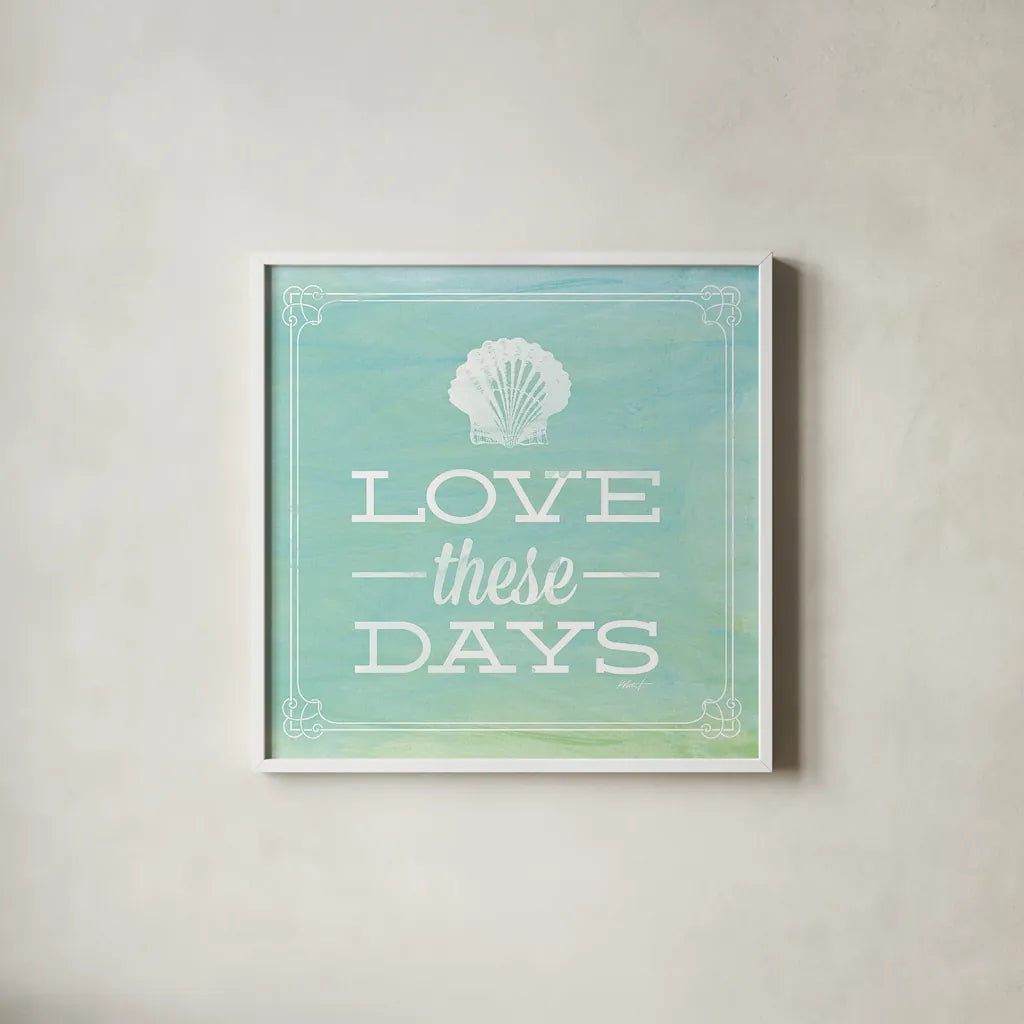 Love these Days by Katie Pertiet. Shown in a crisp white glass frame for a clean and minimalist style. Available as an archival giclee rolled canvas, fine art paper, or poster print. SKU 52924a.