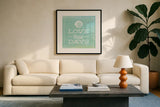 Love these Days by Katie Pertiet. Displayed in a glass frame with matte in a clean modern living room. Available as an archival giclee rolled canvas, fine art paper, or poster print. SKU 52924a.