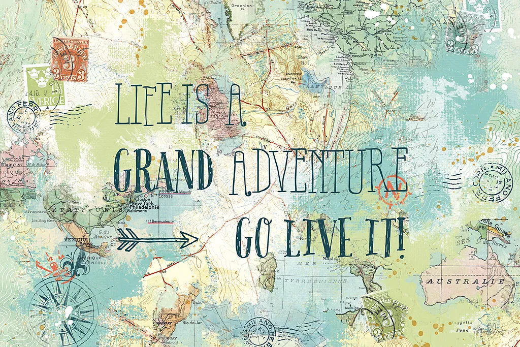 Map Sentiments I by Katie Pertiet. SKU 28740i. Archival Giclee Fine art print for wall decor.