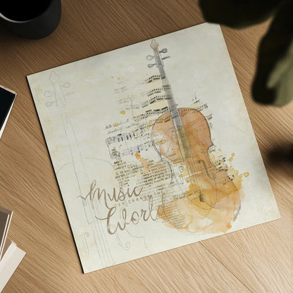 Musical Gift I by Katie Pertiet. Shown as a detailed flat fine art print, highlighting archival giclee quality. Available as an archival giclee rolled canvas, fine art paper, or poster print. SKU 18618a.