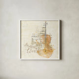 Musical Gift I by Katie Pertiet. Shown in a crisp white glass frame for a clean and minimalist style. Available as an archival giclee rolled canvas, fine art paper, or poster print. SKU 18618a.