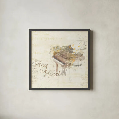 Musical Gift III by Katie Pertiet. Shown in a sleek black glass frame for a contemporary gallery look. Available as an archival giclee rolled canvas, fine art paper, or poster print. SKU 18620a.
