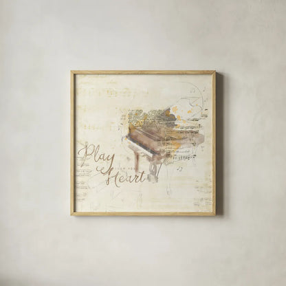 Musical Gift III by Katie Pertiet. Shown in a natural wood glass frame for a timeless modern aesthetic. Available as an archival giclee rolled canvas, fine art paper, or poster print. SKU 18620a.