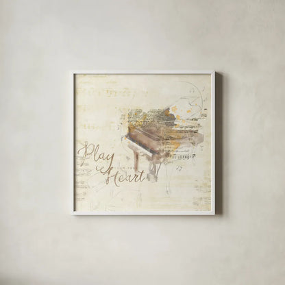 Musical Gift III by Katie Pertiet. Shown in a crisp white glass frame for a clean and minimalist style. Available as an archival giclee rolled canvas, fine art paper, or poster print. SKU 18620a.