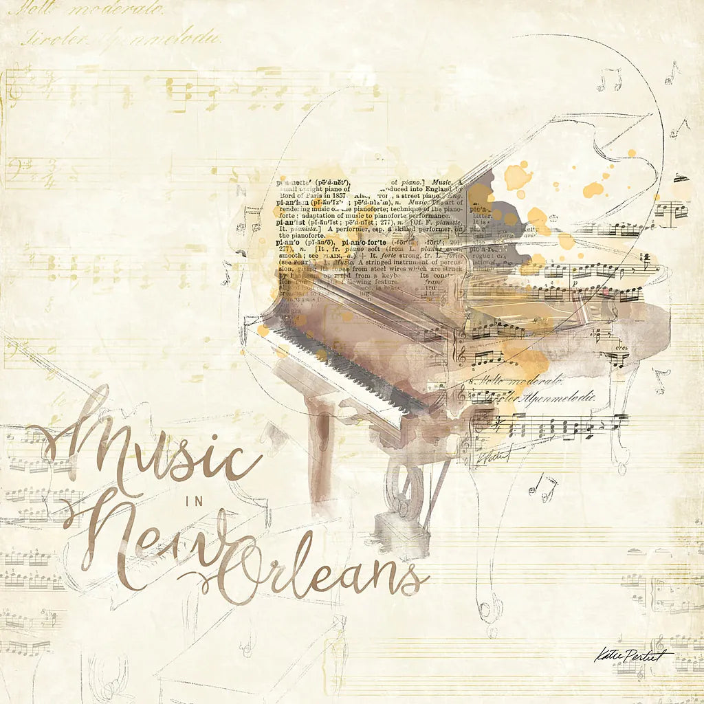 Musical Gift New Orleans by Katie Pertiet. SKU 20913a. Archival Giclee Fine art print for wall decor.