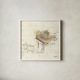 Musical Gift New Orleans by Katie Pertiet. Shown in a crisp white glass frame for a clean and minimalist style. Available as an archival giclee rolled canvas, fine art paper, or poster print. SKU 20913a.