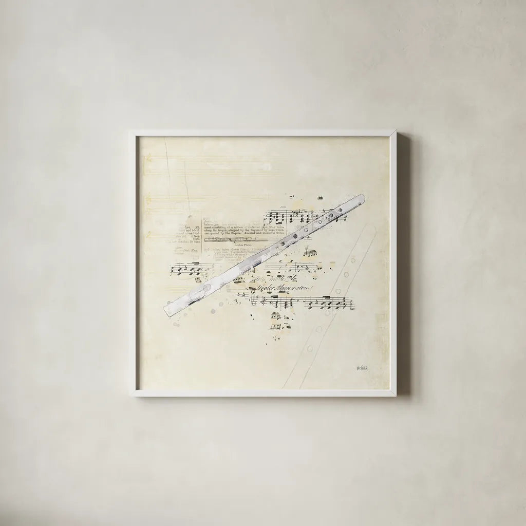 Musical Gift V by Katie Pertiet. Shown in a crisp white glass frame for a clean and minimalist style. Available as an archival giclee rolled canvas, fine art paper, or poster print. SKU 58451a.