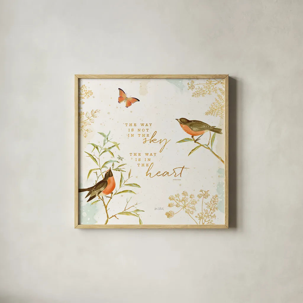 Natures Wisdom II by Katie Pertiet. Shown in a natural wood glass frame for a timeless modern aesthetic. Available as an archival giclee rolled canvas, fine art paper, or poster print. SKU 33552a.