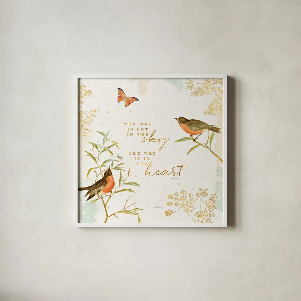 Natures Wisdom II by Katie Pertiet. Shown in a crisp white glass frame for a clean and minimalist style. Available as an archival giclee rolled canvas, fine art paper, or poster print. SKU 33552a.