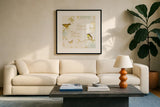 Natures Wisdom IV by Katie Pertiet. Displayed in a glass frame with matte in a clean modern living room. Available as an archival giclee rolled canvas, fine art paper, or poster print. SKU 33554a.