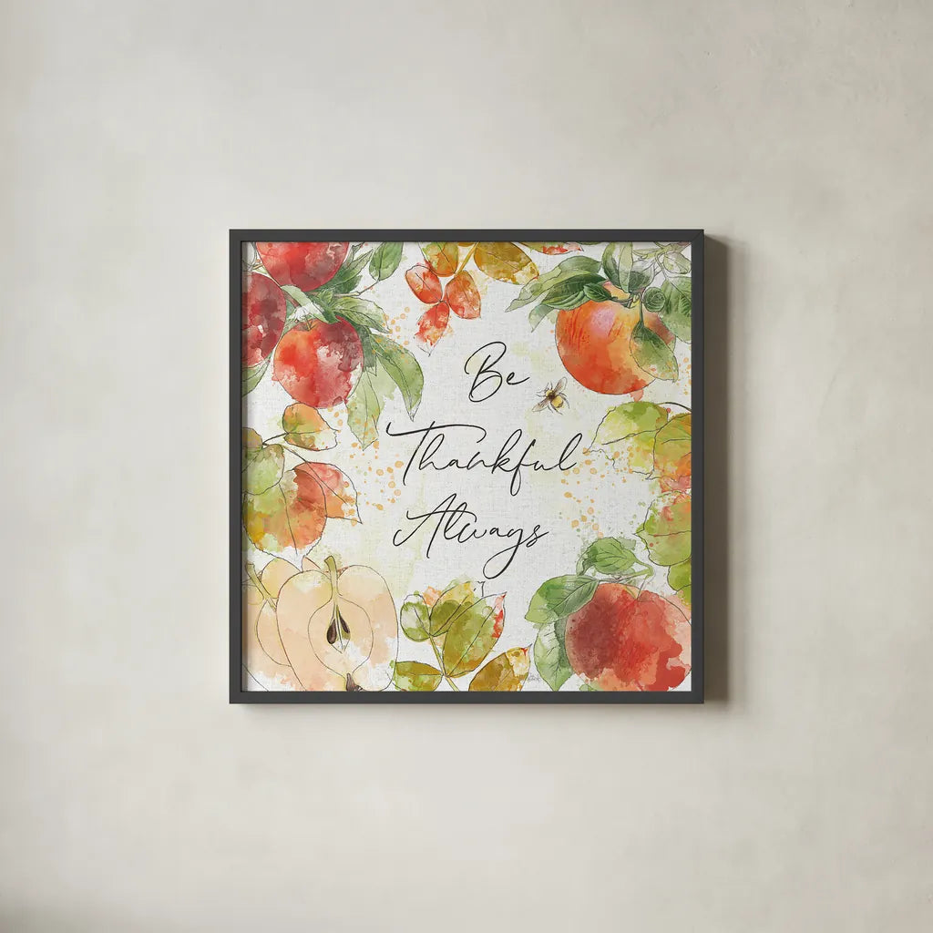 Orchard Harvest II by Katie Pertiet. Shown in a sleek black glass frame for a contemporary gallery look. Available as an archival giclee rolled canvas, fine art paper, or poster print. SKU 49943a.