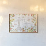 Painting Paris I by Katie Pertiet. shown as a paper print in a natural frame. Available as a archival giclee rolled canvas, fine art paper, or poster print. SKU 45615i.