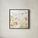 Painting Paris II by Katie Pertiet. Shown in a sleek black glass frame for a contemporary gallery look. Available as an archival giclee rolled canvas, fine art paper, or poster print. SKU 45616a.