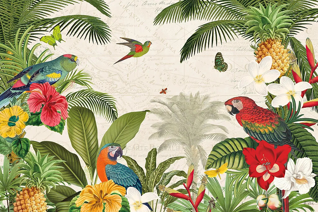 Parrot Paradise I by Katie Pertiet. SKU 42060i. Archival Giclee Fine art print for wall decor.